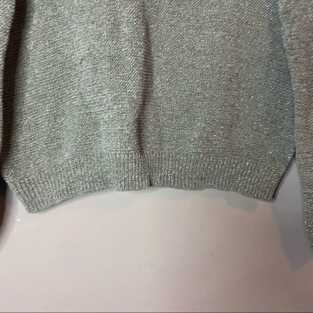 Children's Place Girls Green Sage Knit Sparkly Long Sleeve Pullover Blouse